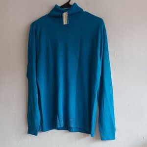 NEW women's XL teal blue soft luxury turtleneck knit sweater